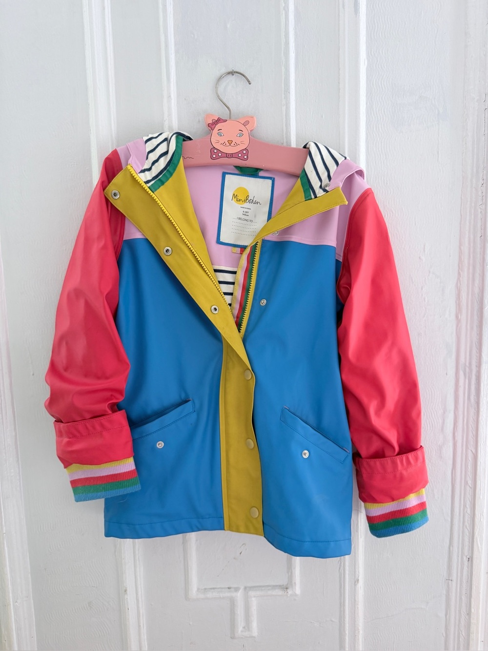 Mini Boden Multi-Color Block Waterproof Hooded Raincoat